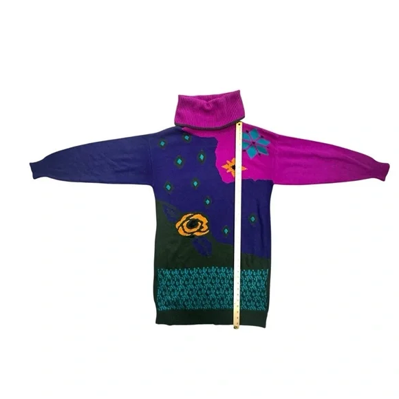 VTG Plain Jane by Sweet Baby Jane Purple, Pink and Green Knit Sweater Dress Sz M - Picture 8 of 10